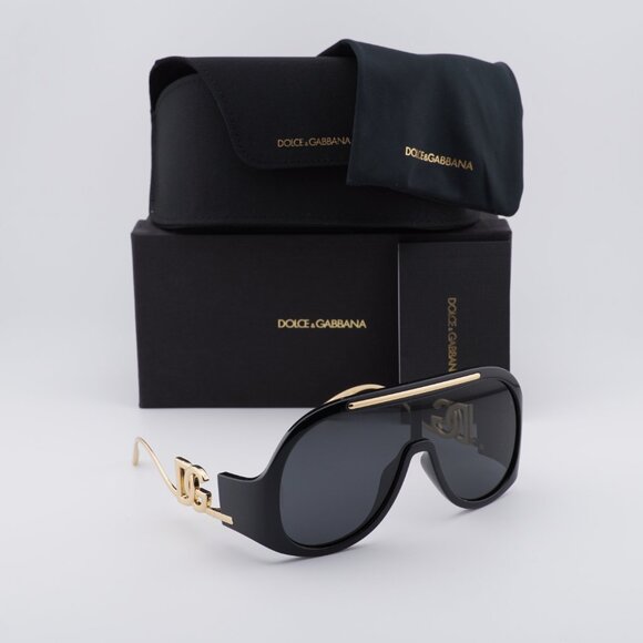 Dolce & Gabbana DG6202 501/87 Aviator Sunglasses - Shiny Black\Grey - Picture 5 of 10